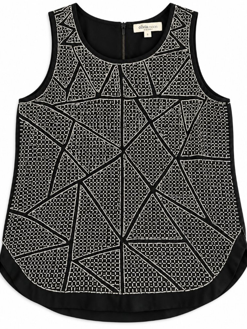 Olive & Oak Black Beaded Sleeveless Top Geometric Blouse Size XS - Picture 1 of 8